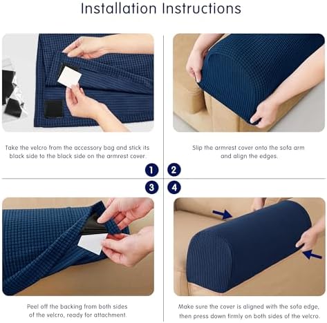SUBRTEX Stretch Couch Arm Covers Set of 2, Non-Slip Sofa Armrest Slipcovers