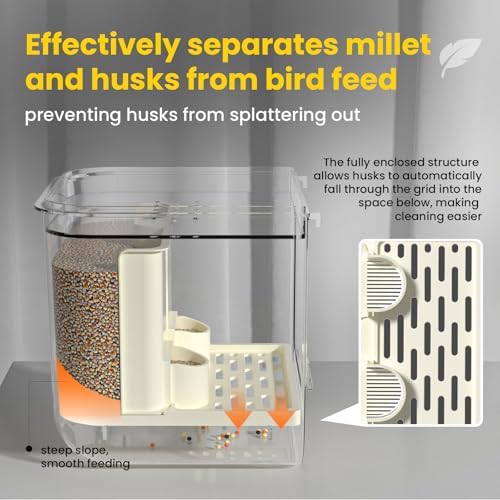 No Mess Automatic Bird Feeder for Cage,Parakeet Seed Catcher,Food Container