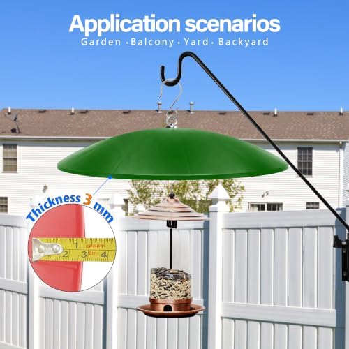 19.25-Inch Extra Large Squirrel Baffle,Hummingbird Feeder Shade Dome Cover, Bird Feeder Rain Guard, Hanging Squirrel Proof for Shepherd's Hook Outdoors (Green) 2 Pack
