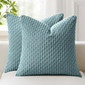 Kevin Textile Soft Corduroy 28x28 Inch Pillow Covers 2 Pack, Blue Grey