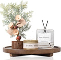 Round Decorative Tray Farmhouse Kitchen Decor Soap Dish, 11" Walnut