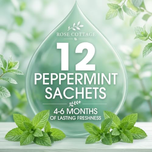 Large 12 Packs Peppermint Hanging Scented Sachets Long-Lasting Closet Deodorizer Air Freshener Fabric Refresher Odor Eliminator for Drawer Home Fragrance Gift Set
