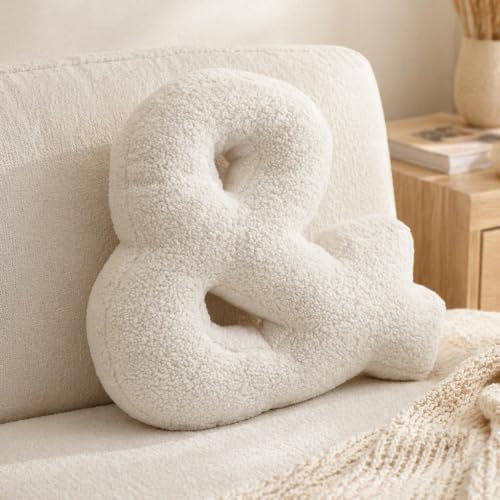 Letter Plush Pillow, Letter Hugging Throw Pillows, Decorative Initial Letter Shaped Throw Pillows for Bed Couch, Letter Pillows English Alphabet A to Z for Sofa Bedroom Living Room Decor (&)