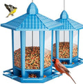 Birdream 2 Pack Bird Feeders for Outdoor Hanging, Retro Pagoda Design Fun Installation Bird Feeders, Attracting Wild Birds Chickadees Goldfinches Cardinals Finches and Sparrows - Blue