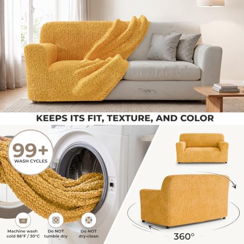 PAULATO Premium Stretch Couch Covers for Sofa - Sofa Chair Cover Washable, Dogs & Pets Friendly - Elastic Polyester Loveseat Slipcovers - Non-Slip Love Seat Couch Covers - Mango (40"-63" Wide)