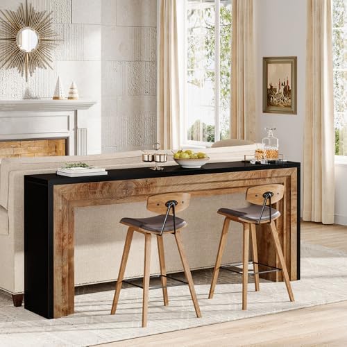 Tribesigns 70.9-Inch Long Console Table, Farmhouse Narrow Wooden Sofa Table Behind The Couch for Living Room, Entryway, Hallway, Foyer, Black + Natural Wood Color