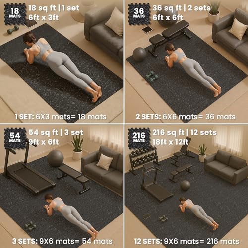 bemaxx Gym Mats Set - EVA Interlocking Foam Floor Tiles Workout Mat Puzzle