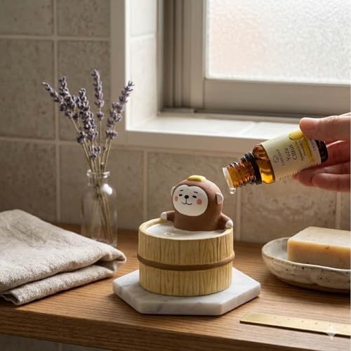 Passive Stone Diffuser, Cute Animal Series Aromatherapy Oil Diffuser for Tabletop Decor (1, Leisurely Monkey)