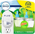 Febreze Plug-In Air Freshener, Odor-Fighting Scented Oil Starter Kit, Air Fresheners for Home, Bathroom and Kitchen, Long Lasting for Strong Odors, Gain Original Scent, Warmer + 2 Refill, Multicolor