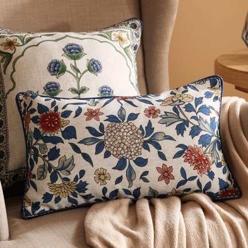 patdrea Designer Vintage French Throw Pillow Cover,12"x20",Set of 2