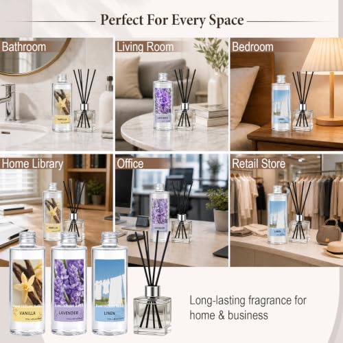 Reed Diffuser Oil Refill Set,3 x6.76 Oz Linen Vanilla Lavender Diffuser Oil