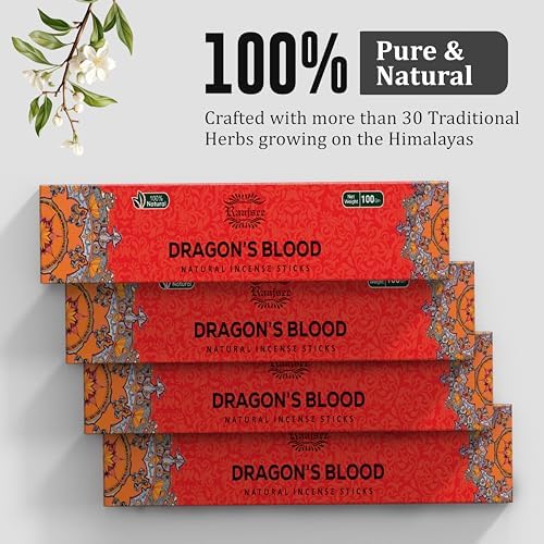 Raajsee Dragons Blood Incense Sticks (180 gm), 100% Pure Organic Natural Hand Rolled Free from Chemicals, (Pack of 12) Visit the raajsee Store