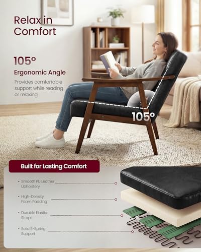 VASAGLE Accent Chair, PU Leather Armchair, Button Tufted, Thick Cushion
