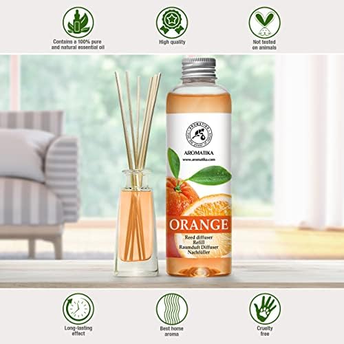 Orange Reed Diffuser Refill 6.8 fl oz (200 ml) – Room Fragrance with Natural Orange Essential Oil – Long Lasting Scent for Home and Office
