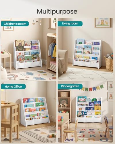 SONGMICS Kids Bookshelf, 4-Tier Toddler Bookcase, 24.6 x 9.8 x 23.6 Inch