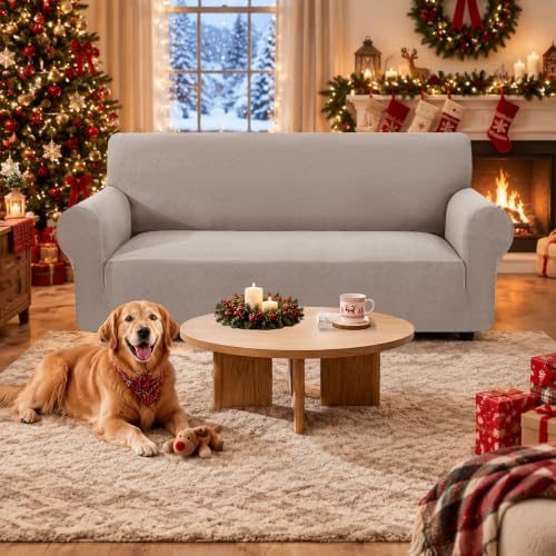 XINEAGE Stretch 4 Seater Slipcover, Non-Slip Pet Couch Cover,Khaki