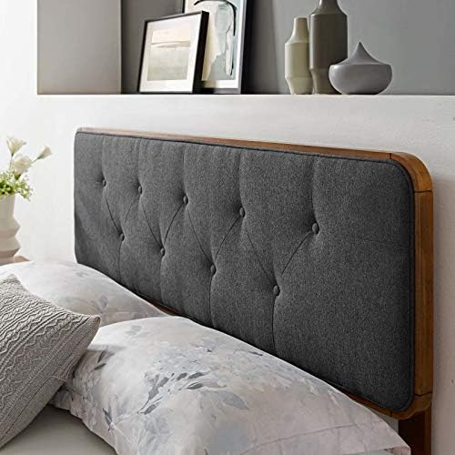 Modway MOD-6233-WAL-CHA Collins Tufted Full Fabric and Wood Headboard, Walnut Charcoal