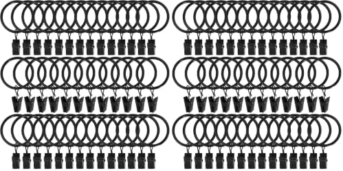 80 Pack Metal Curtain Rings with Clips, Drapery Clips Hooks, Decorative Curtain Rod Clips 1.5 in Interior Diameter, Vintage Black