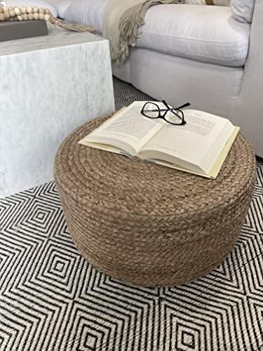 Pouf Ottoman 100% Jute Braided Pouffe (20"x20"x10")