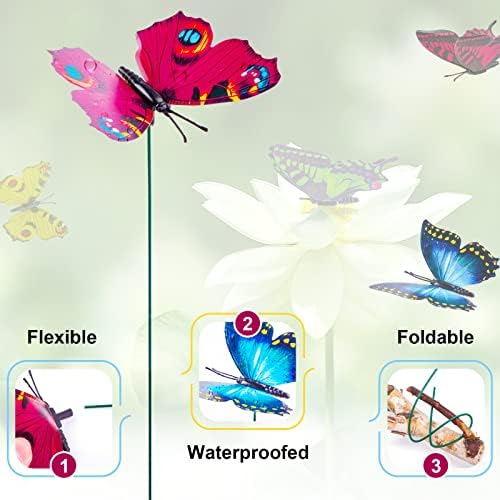 VGOODALL 50 PCS Butterfly Garden Decorations, 11.8 Inch Butterfly Stakes