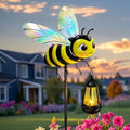 EDOF 32.28in Metal Bee Garden Stakes with Solar Lights Outdoor Decorative