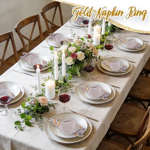 APTWOW Gold Napkin Rings Set of 6, Tetragonum Metal Gold Napkin Holder Buckles, Fall Thanksgiving Christmas Napkin Rings, Napkins Rings for Dinner Table Decor