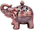Hourwof Metal Elephant Incense Holder,Vintage Cone Coil Incense Burner with Lid,Ash Catcher,Aromatherapy Ornament Home Office Decor,Red Copper