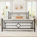 Allewie King Size Metal Platform Bed Frame, Victorian Headboard, Black