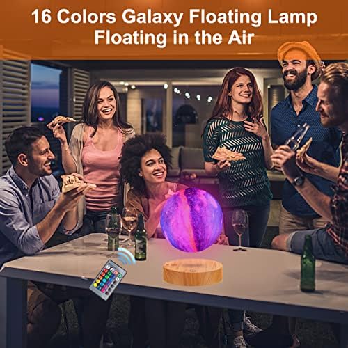 Levitating Moon Lamp, Floating Galaxy Moon Light Spinning 16 Colors LED Moon 3D Printing Magnetic Levitation Night Lights with Remote for Room Office Decoration Cool Gifts