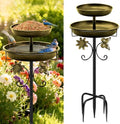 Daoeny Bird Bath for Outside, 42In Vintage Freestanding Birdbaths for Outdoors, Double Metal Bird Bath Feeder Bowls for Garden Patio Yard Lawn Decor, Upgraded 5-Pronged Base (Antique Golden)