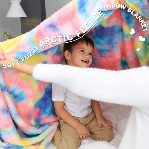 MUGD Rainbow Blanket for Girls, Small Colorful Blanket for Kids 40"x50"