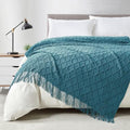 BOURINA Teal Throw Blanket 50 x70 Inch Jacquard Throw Knitted Blanket