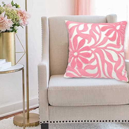 Alysheer Floral Embroidered Throw Pillow Cover 18"x18" 1pc, Light Pink