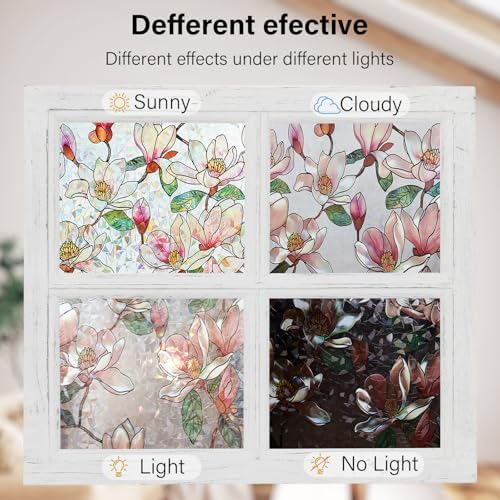 Ranzdn Window Privacy Film, Stained Glass Static Cling, 45.2" x 78.7"