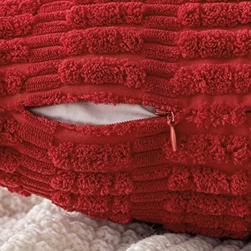 MIULEE Christmas Corduroy Decorative Pillow Covers 12x12 Red Pack of 2