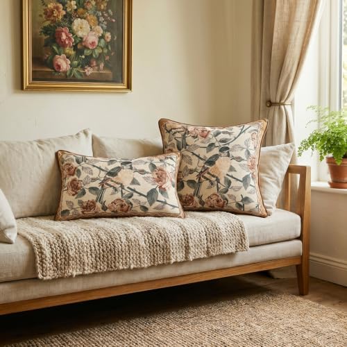 patdrea Designer Vintage Lumbar Throw Pillow Cover,12"x20",Set of 2