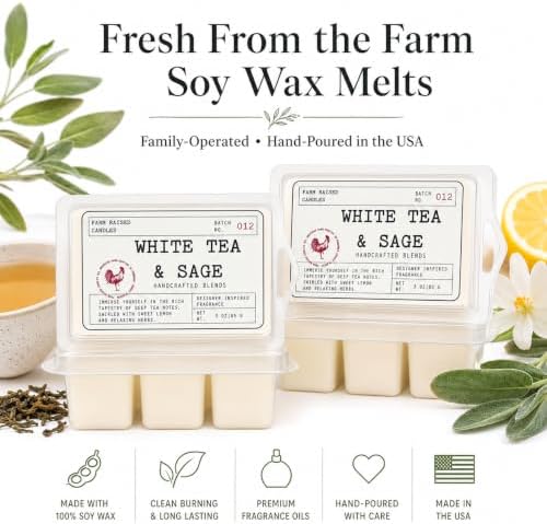 White Tea & Sage Soy Wax Melts, 2 Pack, 6 oz