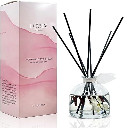 Reed Diffuser Set, Soothe Tahitian Vanilla Bean Scented Oil Diffuser with Sticks, Home Fragrance Accessories for Bathroom Shelf Decor, Aroma Diffusers for Home or Office Fall Decor, USA Made