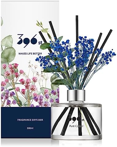 396 st. Preserved Baby's Breath Flower Reed Diffuser, Pure Cotton, 200ml(6.7oz) / Reed Diffuser Sets, Home Fragrance, Scented Oils, Home & Bathroom Décor