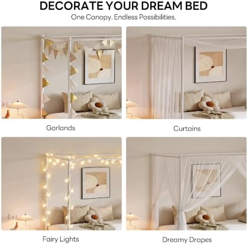 LIKIMIO Twin Daybed with Trundle, Canopy Bed with Pop Up Trundle, White
