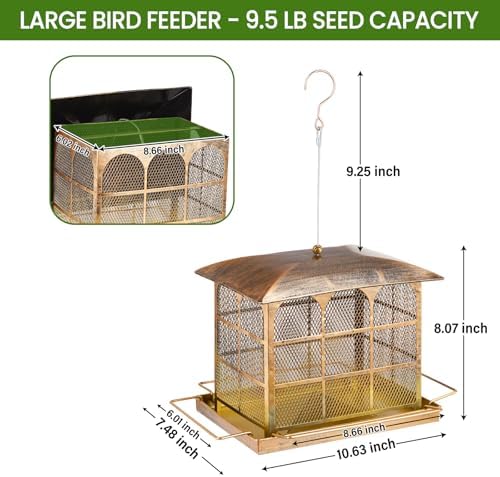 Large Bird Feeder, 9.5LB Seed Capacity Bird Feeders for Outdoors Hanging