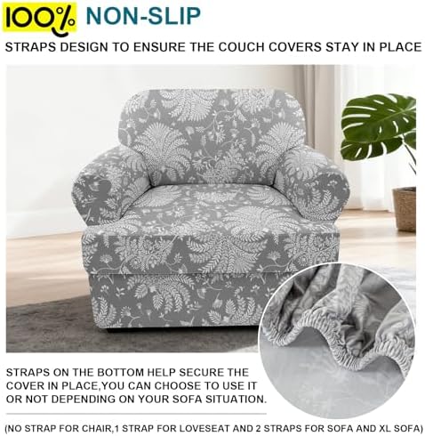 NILUOH 2-Piece T-Cushion Armchair Slipcover, Stretch Chair Cover with Separate Seat Cushion Cover, Soft Washable Furniture Protector for Living Room