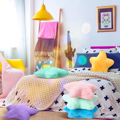 Beeveer 8 Pack Star Shaped Throw Pillow Plush Bulk Decorations, Cute