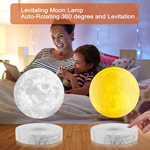 UVEHAS Floating Moon Lamp - Levitating Moon Light Touch Control 3 Colors LED Magnetic Levitation Spinning 3D Printing Lunar Night Light Desk Decorative Lamp for Room Decor Creative Gifts