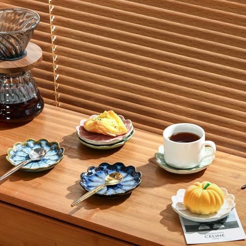 Set of 2 Ceramic Coffee Spoon Rest for Coffee Bar, Cute Cooking Spoon Holder for Stove Top Kitchen Counter, Ocean Blue