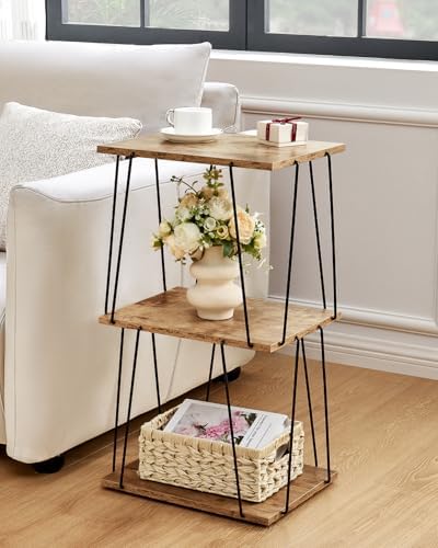 KJGKK Tall Side Table, Small End Table, 29 inch High Entryway Table, Bedside Table for Living Room, Bedroom and Office, Greige & Black