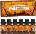 SALUBRITO Halloween Fragrance Oils Set, Funny Essential Oils Gift Set for Diffuser, Candle, Soap Making Scents, Pumpkin Pie, Spiced Cider, Caramel Apples, Candy Corn, Snickerdoodle, Witch's Brew
