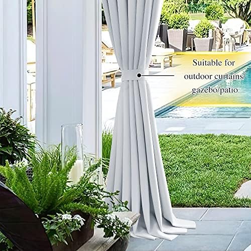NICETOWN Magnetic Curtain Tiebacks Modern Handmade Tie Backs Decorative Curtain Holdbacks for Drapes (Greyish White, 11.8 X 4 Inches, Set of 4)