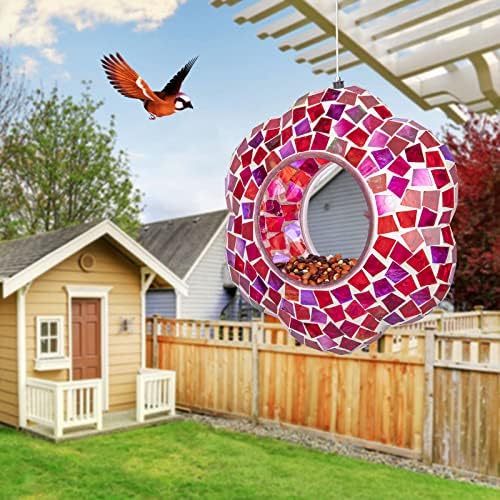 Yinns Bird Feeder, Hanging Mosaic Fly Through Birdfeeder Garden Yard Decor
