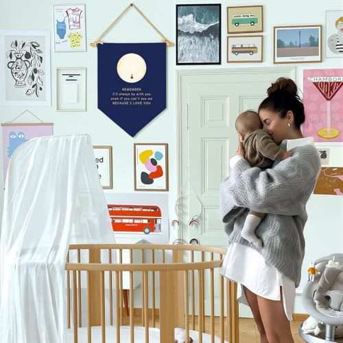 Blue Lnspired Canvas Flag Wall Art,Poster for Kids Room,Blue Nursery Decor for Baby Boy or Girl,Hanging Banner Wall Decor for Bedroom Playroom Reading Nook Home School